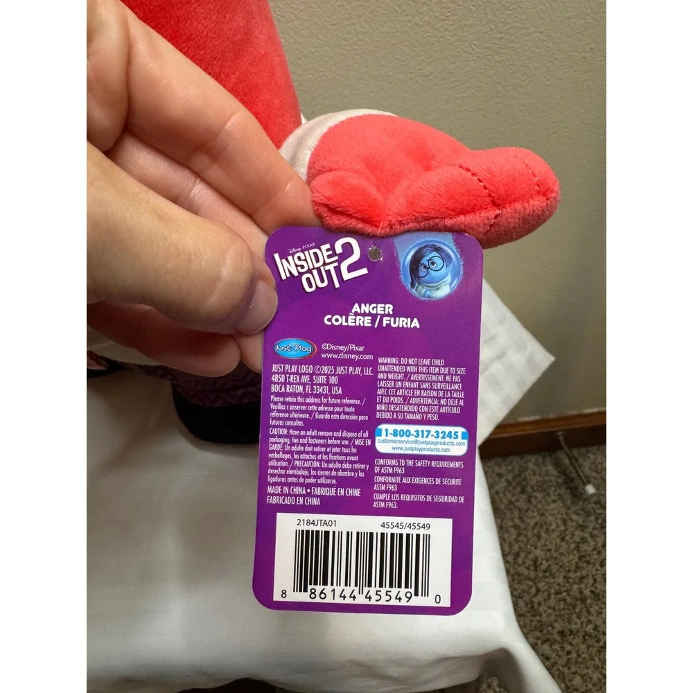 Disney Pixar Inside Out 2 Anger Plush Just Play Red Stuffed Toy 12 Inch NWT
